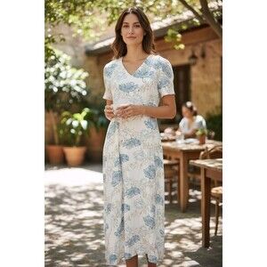 Bohme Garden Floral Midi Dress Womens XL New- Neutral Ethereal Boho Soft Ivory